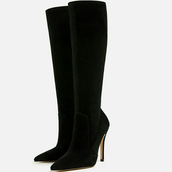ZARA 100% LEATHER  HIGH HEEL KNEE BOOT BRAND NEW WITH TAGS - Picture 4 of 8